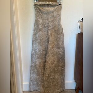 Zara Strapless Linen Blend Wide Leg Jumpsuit